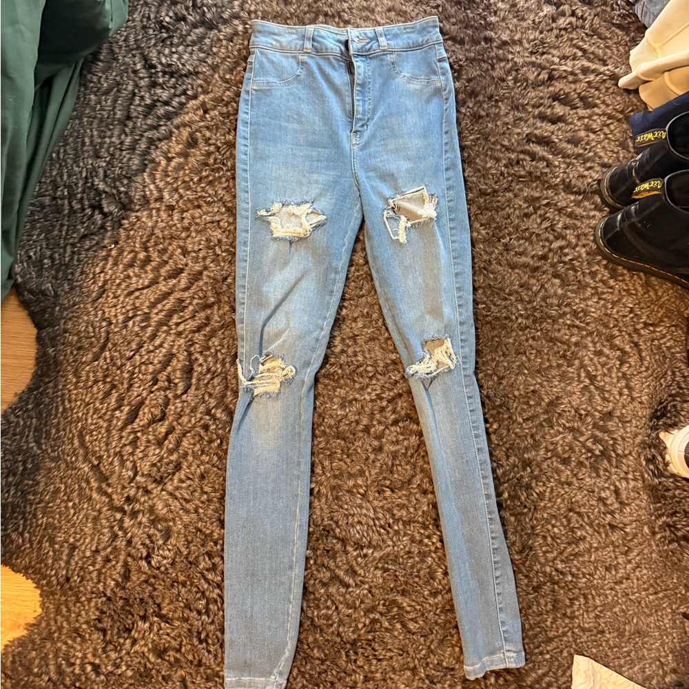 FITJEANS High Rise Blue Distressed Jeans - Picture 2 of 7